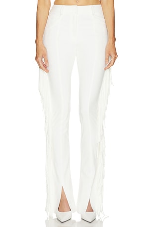 Norma kamali jeans con flecos en color blanco