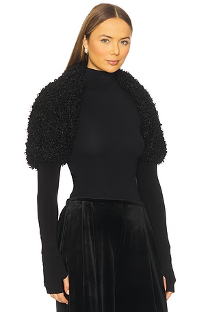 Norma Kamali Long Sleeve Shruggie in Black