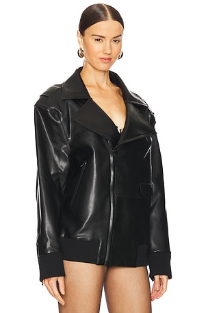 Norma Kamali Oversized Moto Jacket in Black