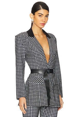 Norma Kamali Single Breasted Boy Fit Riding Jacket in Black,White