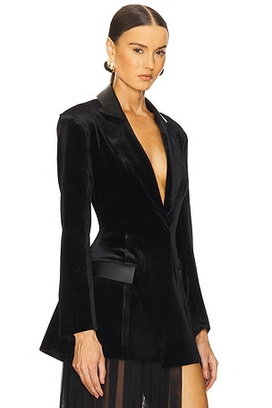 Norma Kamali Single Breasted Boy Fit Riding Jacket in Black