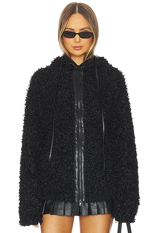 Oversized Raglan Sleeve Zip Front Hooded Jacket Norma Kamali