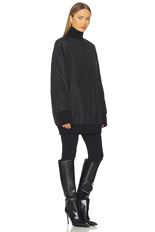 Norma Kamali Oversized Turtleneck Bomber Jacket Above The Knee in Black