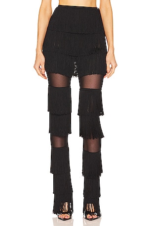 Spliced Boot Pant With Fringe Norma Kamali