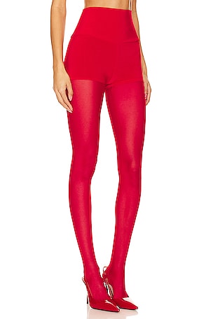 Norma Kamali x REVOLVE Legging Mesh Bottom Footsie in Red