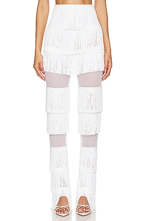Spliced Boot Pant With Fringe Norma Kamali