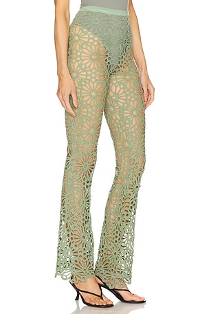 Norma Kamali Boot Pant Without Waistband in Green