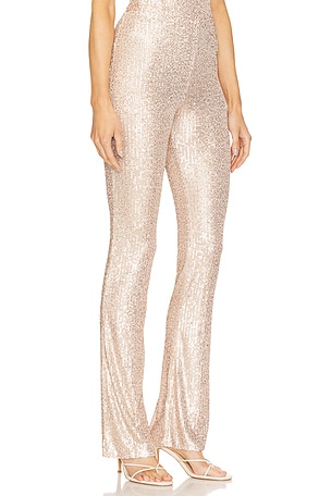 Norma Kamali Boot Pant Without Waistband in Metallic Gold