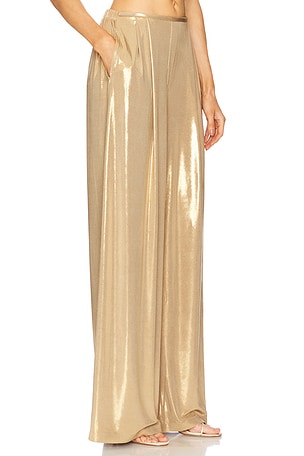 Norma Kamali Mens Pleat Pant in Metallic Gold