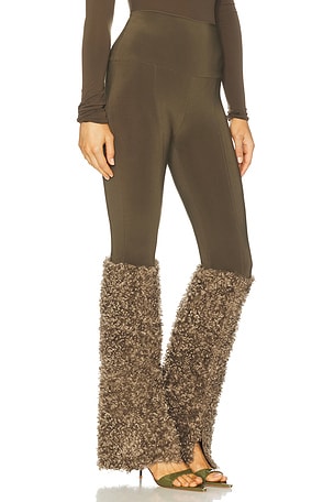 Norma Kamali Curly Spat Legging in Beige. Size XS. Also