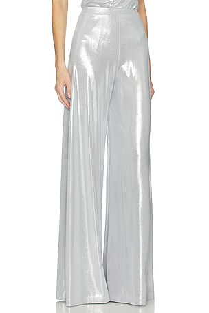 Norma Kamali Bias Pant in Metallic Silver