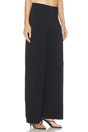 Norma Kamali Flat Front Wide Pant in Black