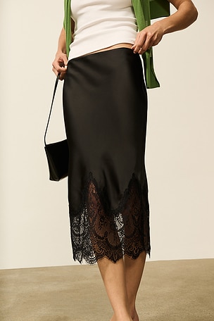 Bias Half Slip Skirt With Lace Norma Kamali