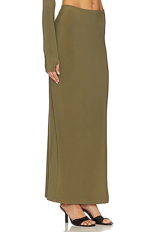 Norma Kamali Side Slit Long Skirt in Army