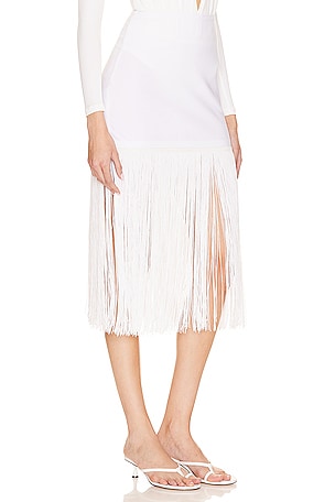 Norma Kamali x REVOLVE Fringe Mini Skirt in White