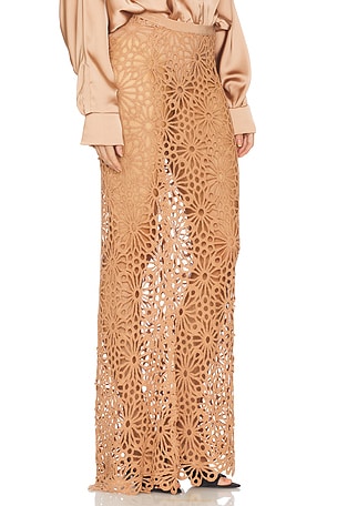 Norma Kamali Obie Long Skirt in Brown