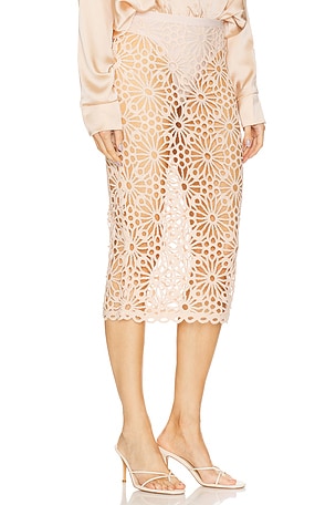 Norma Kamali Straight Midi Skirt in Blush