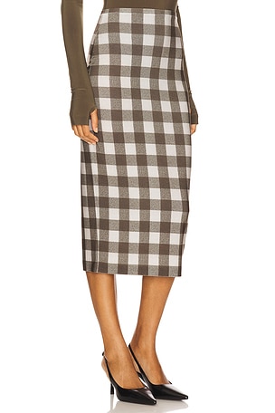 Norma Kamali Straight Skirt To Midcalf in Olive