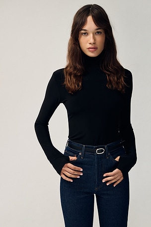 Slim Fit Long Sleeve Turtleneck Top Norma Kamali