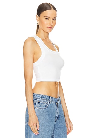 Norma Kamali Cropped Racer Tee in White