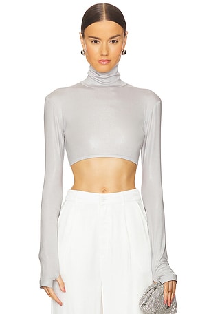 Cropped Slim Fit Long Sleeve Turtleneck Top Norma Kamali