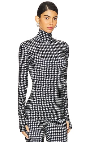 Norma Kamali Slim Fit Long Sleeve Turtleneck Top in Black,White