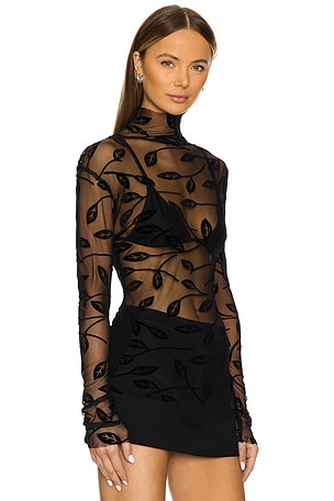Norma Kamali Long Sleeve Turtleneck Top in Black