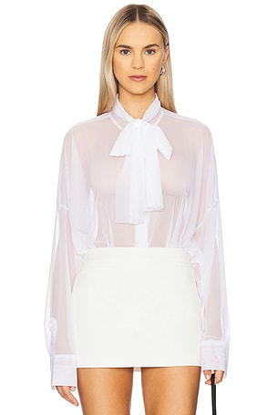x REVOLVE Oversized Boyfriend Neck Shirt Bodysuit Norma Kamali