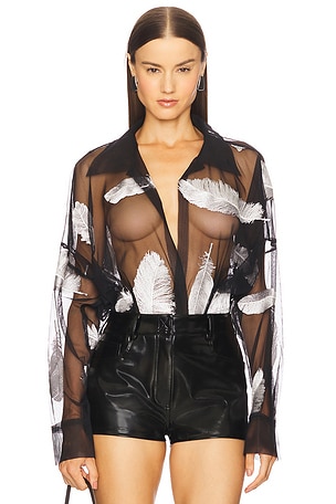 Boyfriend Neck Shirt Bodysuit Norma Kamali