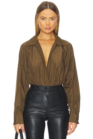 x REVOLVE Super Oversized Boyfriend Shirt Bodysuit Norma Kamali