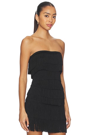 Norma Kamali Strapless All Over Fringe Sweetheart Top in Black