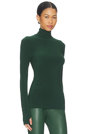 Norma Kamali Slim Fit Long Sleeve Turtle Top in Army. Size XL. Also