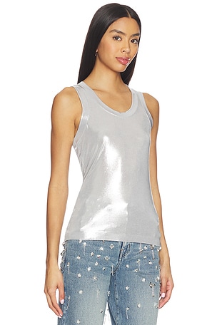 Norma kamali camiseta racer en color plateado metálico