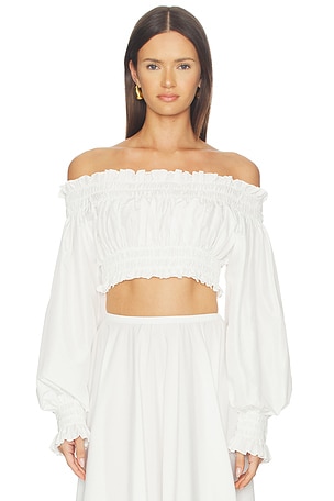 Long Sleeve Peasant Cropped Top Norma Kamali