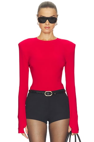 Shoulder Pad Long Sleeve Crew Top Norma Kamali