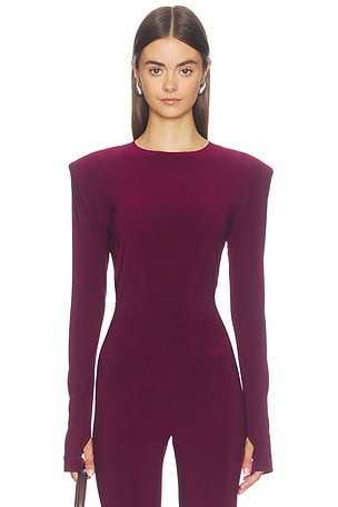 Shoulder Pad Long Sleeve Crew Top Norma Kamali