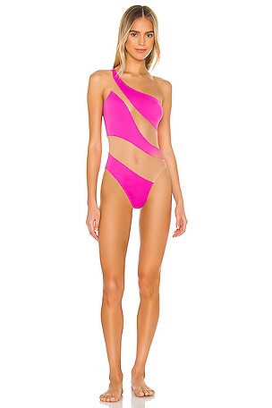 NWT $135 Norma Kamli [ Large ] One Shoulder Snake Mesh Bikini Top
