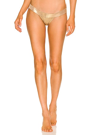Norma Kamali Cross Halter Bikini Top In Gold Revolve