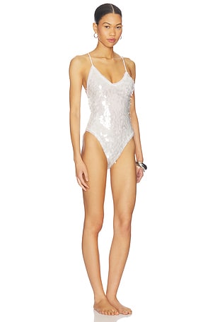 Norma Kamali Low Back Fara Slip One Piece in White. Size XS. Also