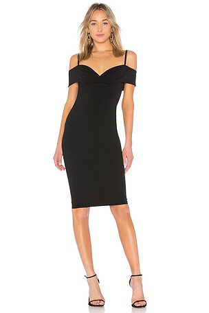 nookie off the shoulder dress Nookie Phoenix Off Shoulder Dress in Black