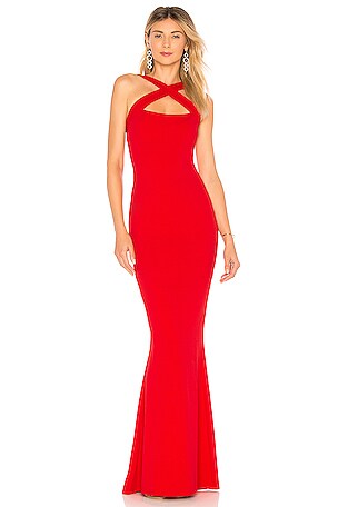 x REVOLVE Strapless Shirred Front Fishtail Gown