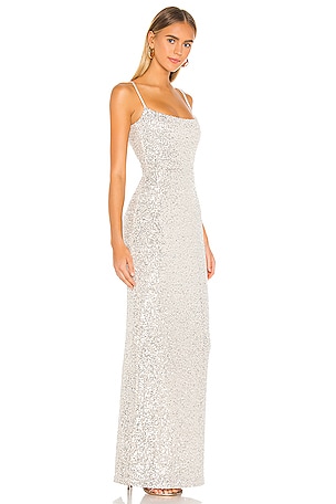 Nookie Lovers Nothings Sequin Gown in Metallic Silver