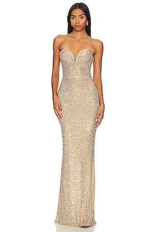 Wolford Fading Shine Strapless Maxi Dress in Natural