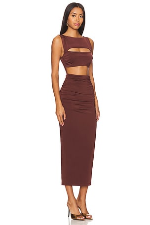 Nookie Enigma Midi Dress in Chocolate