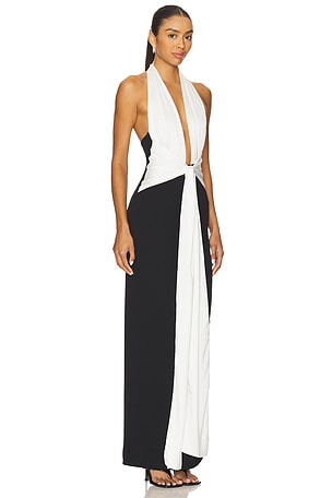 Nookie Chiara Halter Gown in Black & White