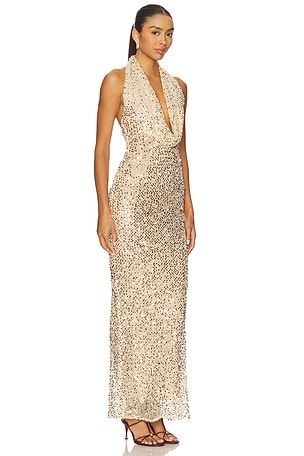 Nookie Suri Gown in Metallic Gold