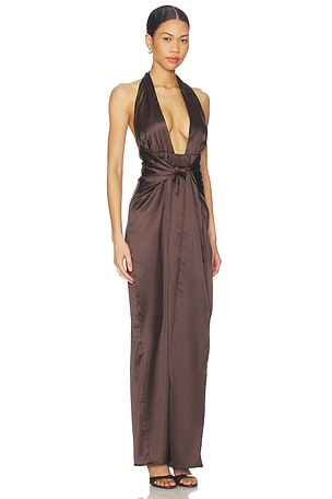 Nookie Calypso Halter Gown in Chocolate. Size XS. Also