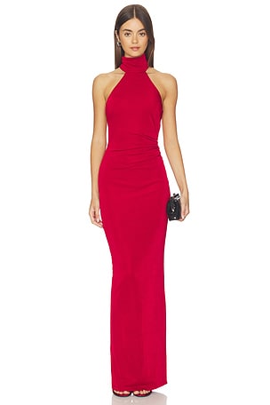 Nookie Crush Halter Gown in Red