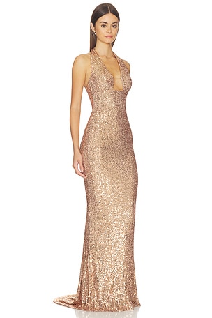 Nookie Diva Plunge Gown in Metallic Copper