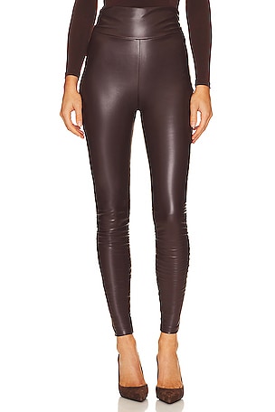 Chocolate Brown Croc Faux Leather Leggings